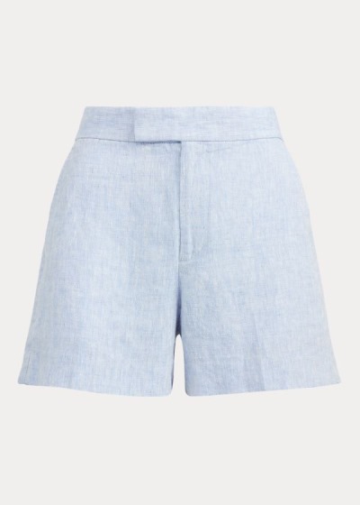 Pantalones Cortos Polo Ralph Lauren Mujer Azules Claro - Linen - YNBLC8907